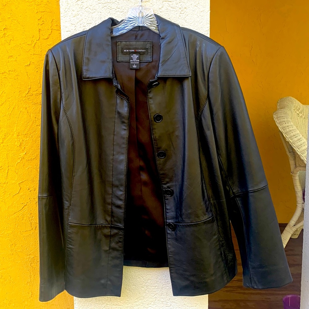 NY York and Company leather jacket sz L